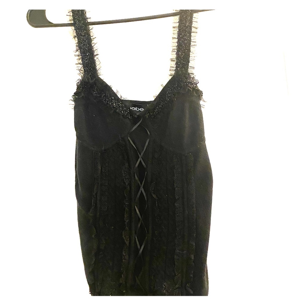 Black Bebe lace up sweater tank